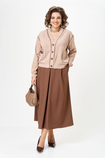 Кардиган, юбка Aira Style 24131 капучино - фото 1