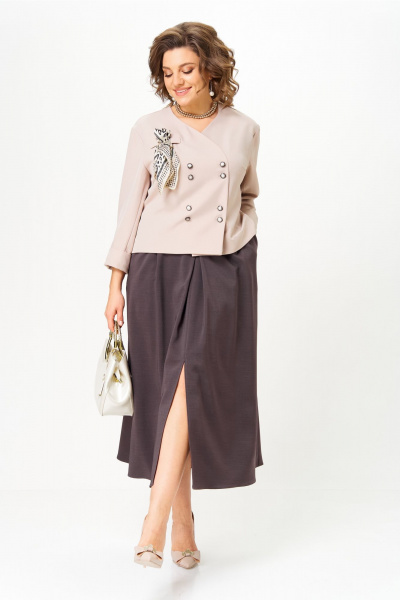 Жакет, юбка Aira Style 24137  бежево-коричневый - фото 10
