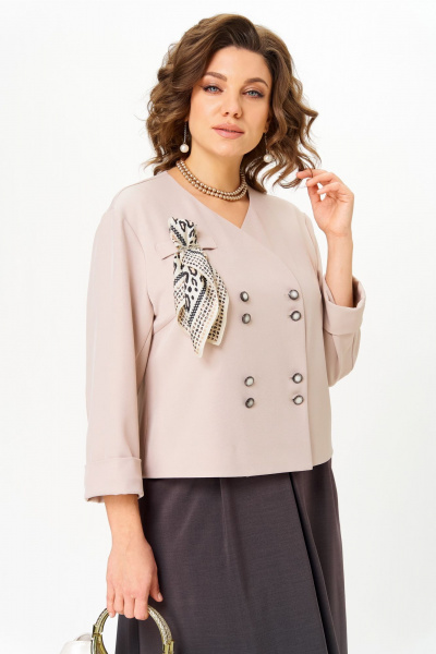 Жакет, юбка Aira Style 24137  бежево-коричневый - фото 6