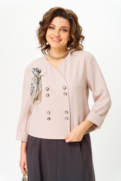 Жакет, юбка Aira Style 24137  бежево-коричневый - фото 5