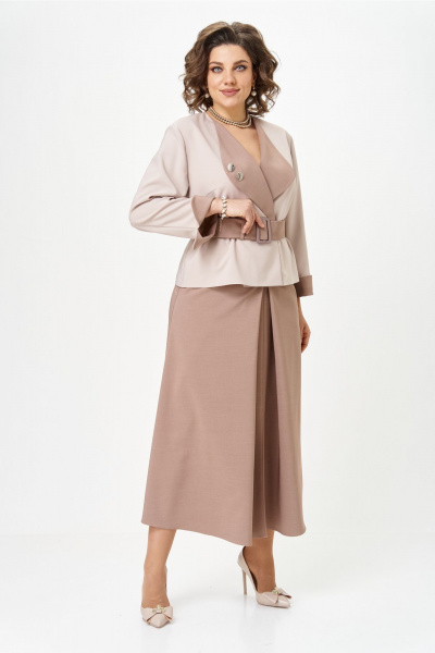 Жакет, юбка Aira Style 24138 карамельный - фото 6