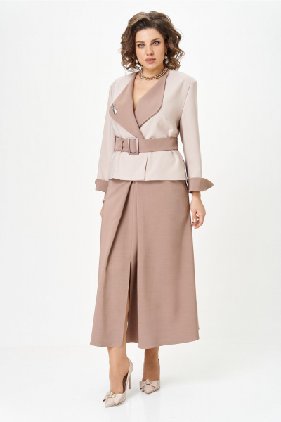 Жакет, юбка Aira Style 24138 карамельный - фото 3