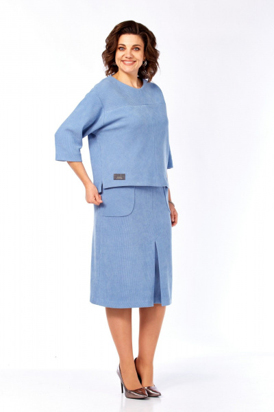 Блуза, юбка Элль-стиль 2441/3 голубой - фото 14