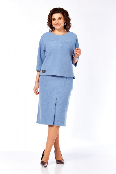 Блуза, юбка Элль-стиль 2441/3 голубой - фото 10
