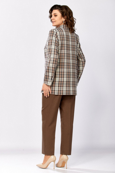 Брюки, жакет, футболка Милора-стиль 1198/1 шоколад+розовый - фото 5