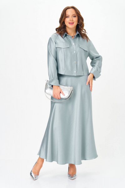 Жакет, юбка Karina deLux M-1412 голубой - фото 3