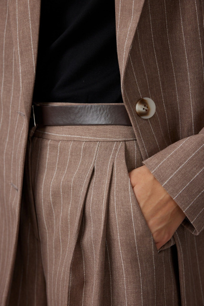 Брюки, жакет, топ N.O.W. 1660 кофейный_в_полоску - фото 5