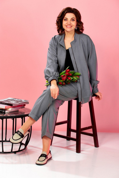 Бомбер, брюки AVA fashion М-178 серый - фото 7