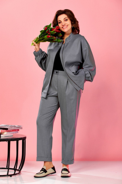 Бомбер, брюки AVA fashion М-178 серый - фото 6