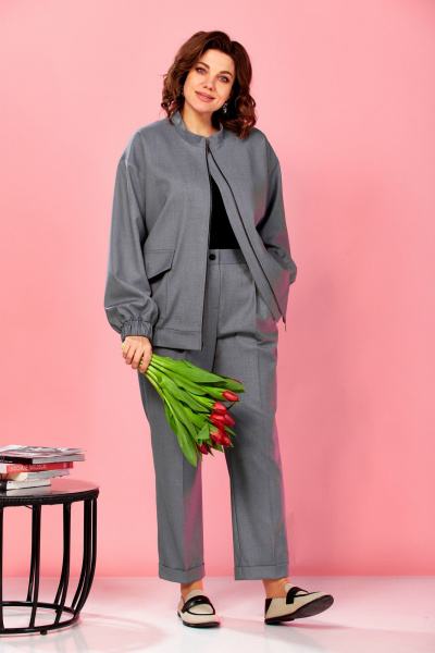 Бомбер, брюки AVA fashion М-178 серый - фото 5