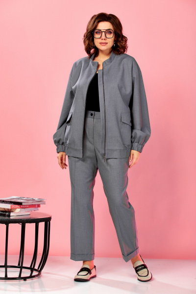 Бомбер, брюки AVA fashion М-178 серый - фото 3