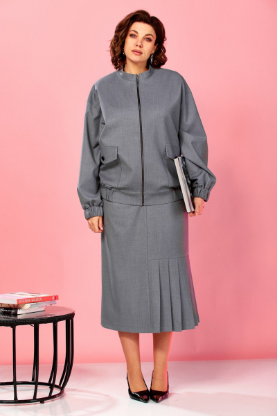 Бомбер, юбка AVA fashion М-179 серый - фото 7