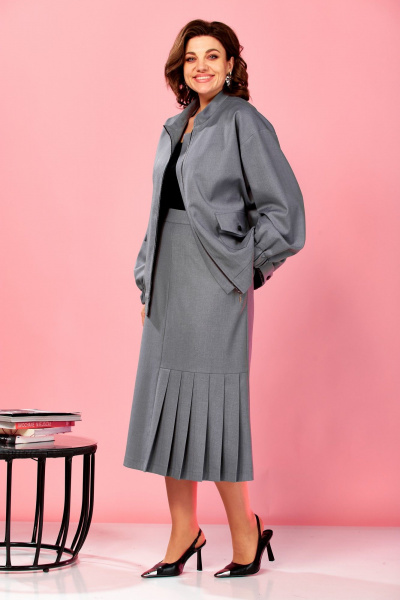 Бомбер, юбка AVA fashion М-179 серый - фото 4