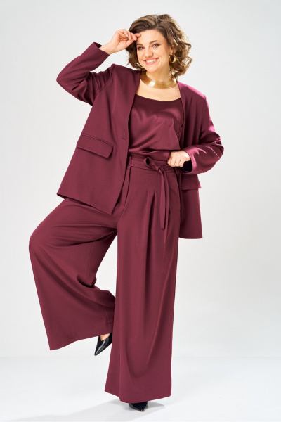 Брюки, жакет, топ Диомант 2149 бордо - фото 10