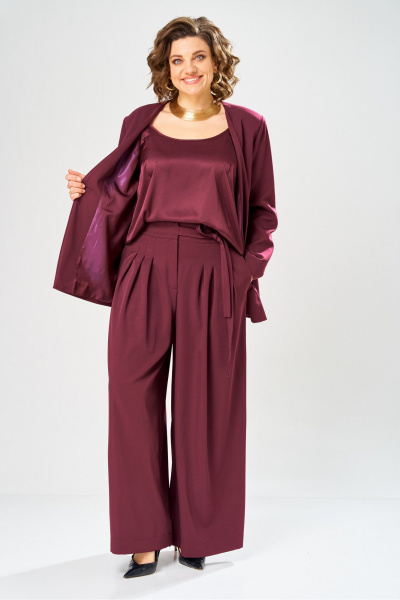 Брюки, жакет, топ Диомант 2149 бордо - фото 7