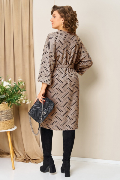 Платье VOLNA 1443 бежевый с рисунком - фото 3