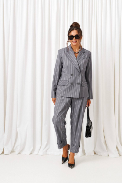 Брюки, жакет Beautiful&Free 6435 светло-серый_в_полоску - фото 1