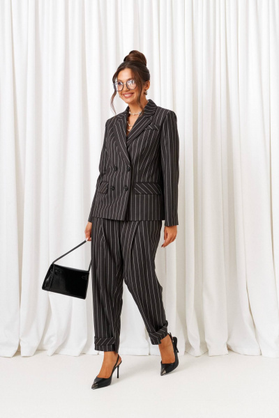 Брюки, жакет Beautiful&Free 6435 темно-серый_в_полоску - фото 2