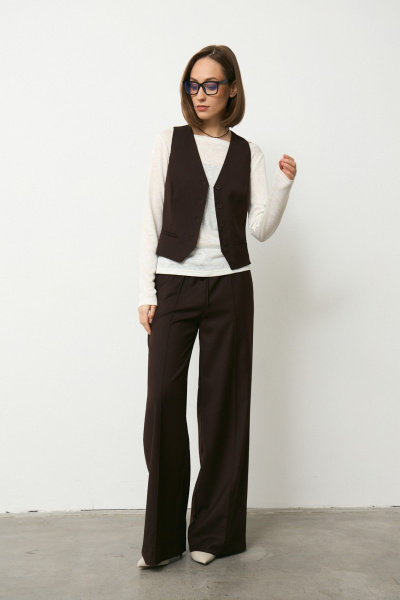 Брюки, жилет Luitui R4066 коричневый - фото 1