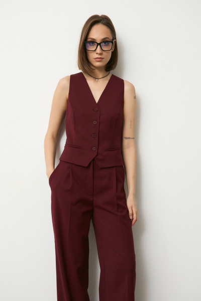 Брюки, жилет Luitui R4067 винный - фото 6