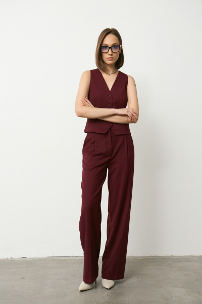 Брюки, жилет Luitui R4067 винный - фото 5