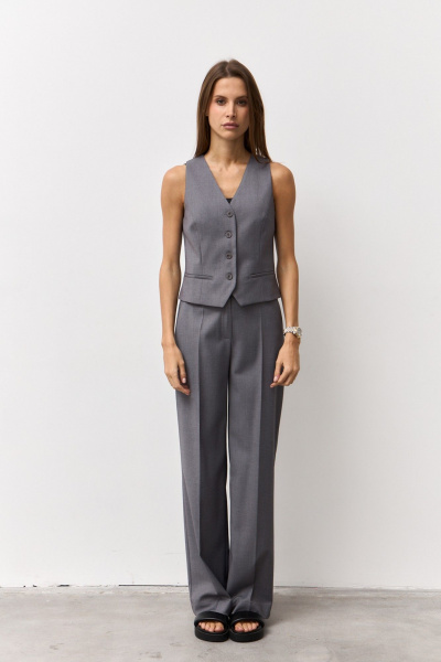 Брюки, жилет Luitui R4068 серый - фото 5