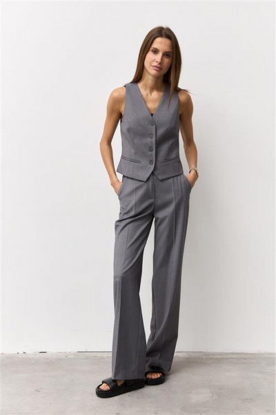 Брюки, жилет Luitui R4068 серый - фото 1