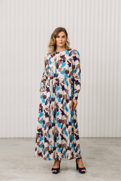 Платье Romgil РТ0131-ВИ2 молочный,шоколадный,темно-розовый - фото 1