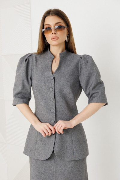 Жакет, юбка Amberа Style 2151-1 серый - фото 4