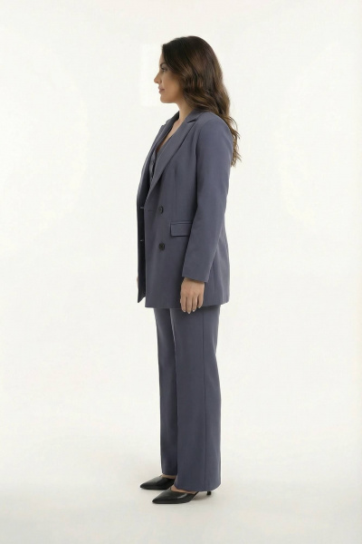Тройка из текстиля: жакет с пуговицами, жилет и брюки AURA otd 9190 темно-серый - фото 7