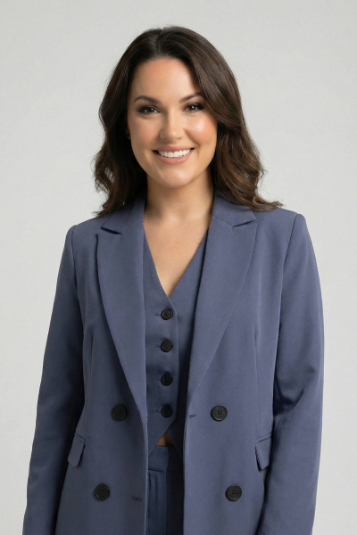 Тройка из текстиля: жакет с пуговицами, жилет и брюки AURA otd 9190 темно-серый - фото 4