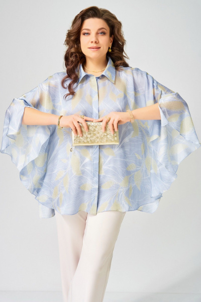 Блуза, брюки Fita 14216 бежево-голубой - фото 7