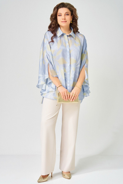 Блуза, брюки Fita 14216 бежево-голубой - фото 1