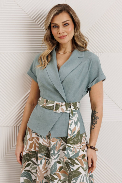 Блуза, жакет, юбка Мода Юрс 26-2641 ментол - фото 4