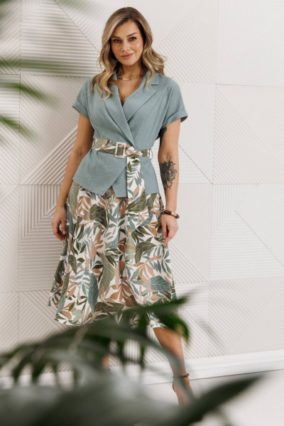 Блуза, жакет, юбка Мода Юрс 26-2641 ментол - фото 3