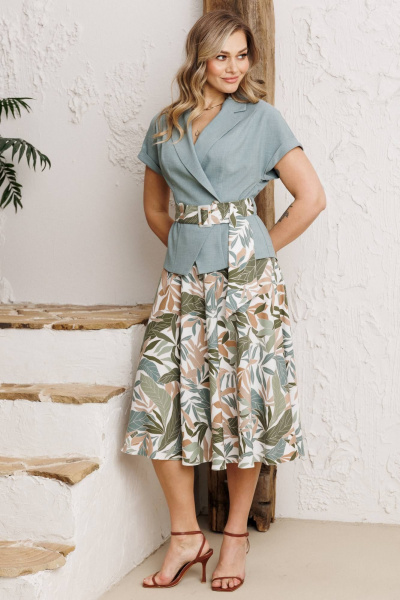 Блуза, жакет, юбка Мода Юрс 26-2641 ментол - фото 2