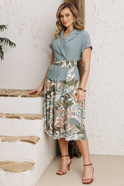 Блуза, жакет, юбка Мода Юрс 26-2641 ментол - фото 1