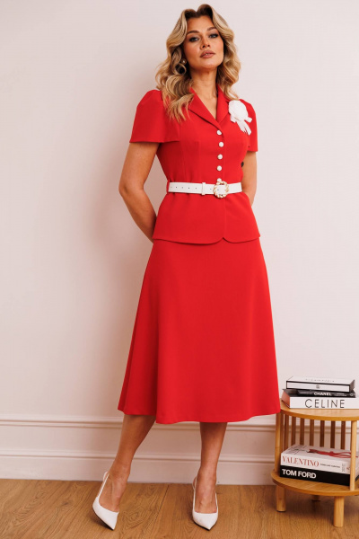 Блуза, жакет, юбка Мода Юрс 26-2892 алый - фото 2