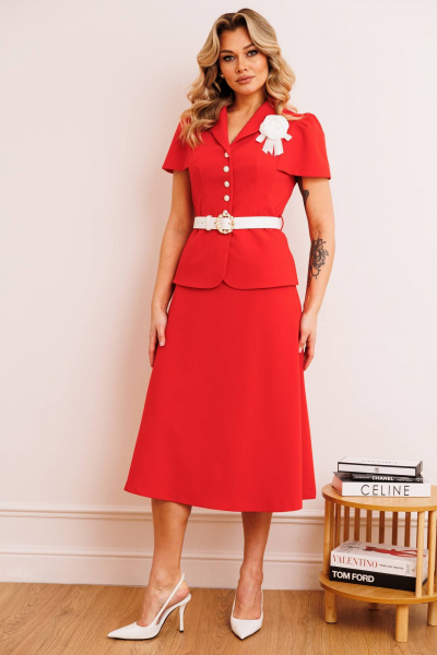 Блуза, жакет, юбка Мода Юрс 26-2892 алый - фото 1