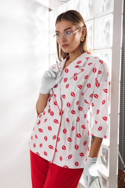 Брюки, жакет Anastasia 1333 бело-красный - фото 6