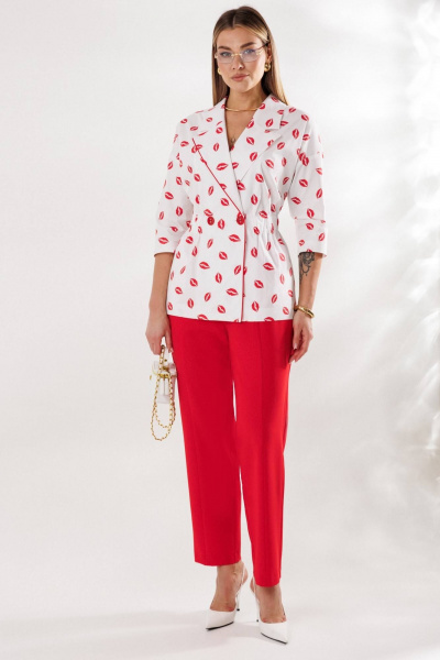 Брюки, жакет Anastasia 1333 бело-красный - фото 1