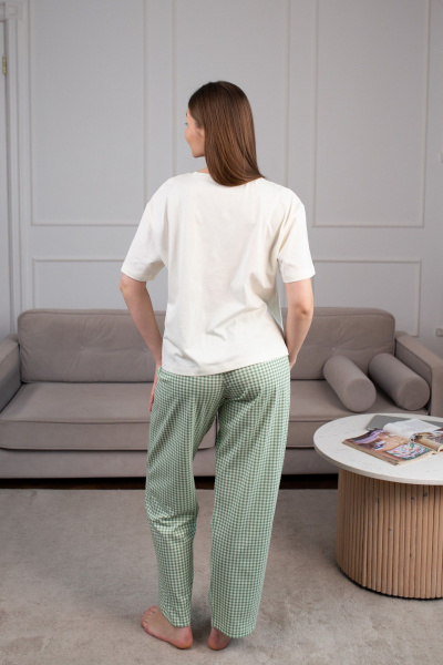 Брюки, майка Купалинка 661434.158-164 к.ваниль,клетка - фото 2