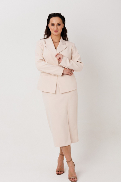 Жакет, юбка Mislana 1296 бежевый - фото 1