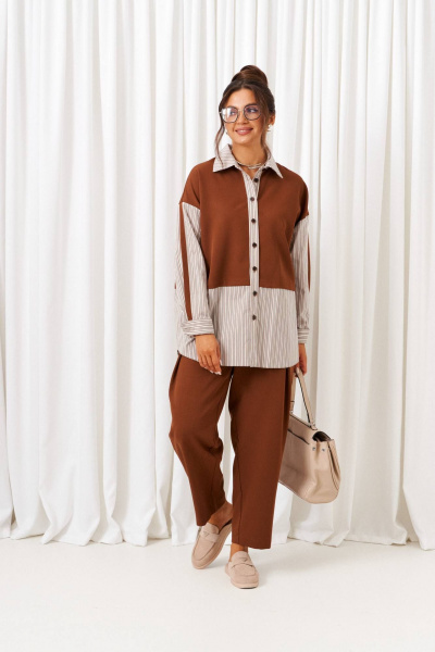 Брюки, рубашка Beautiful&Free 6438 миндаль - фото 3