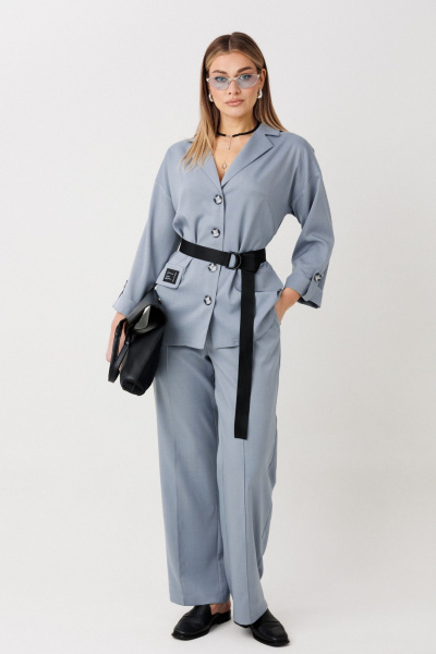 Брюки, жакет Verita 2443 серо-голубой - фото 6