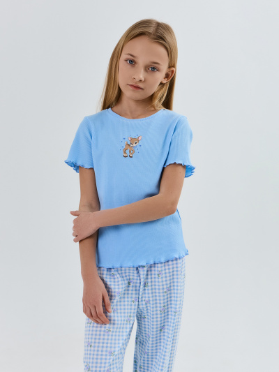 Брюки, футболка Mark Formelle 567764/25-39055ПП-1 небо_голубая_клетка_с_цветами_2_сл_на_пол - фото 1