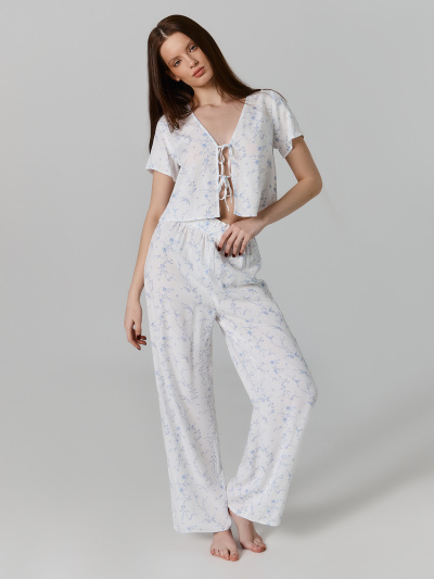 Блуза, брюки Mark Formelle 592652/25-39837ПП-9 цветы_на_св.молочном - фото 1