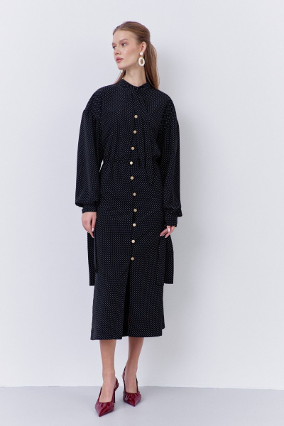 Платье FLAIM 2063 черный-горох - фото 1