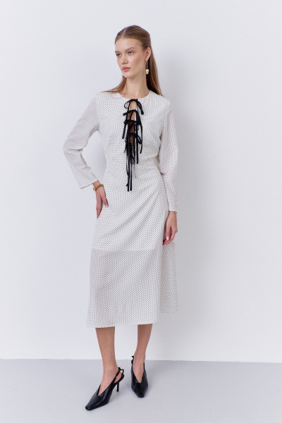 Платье FLAIM 2064 белый-горох - фото 6