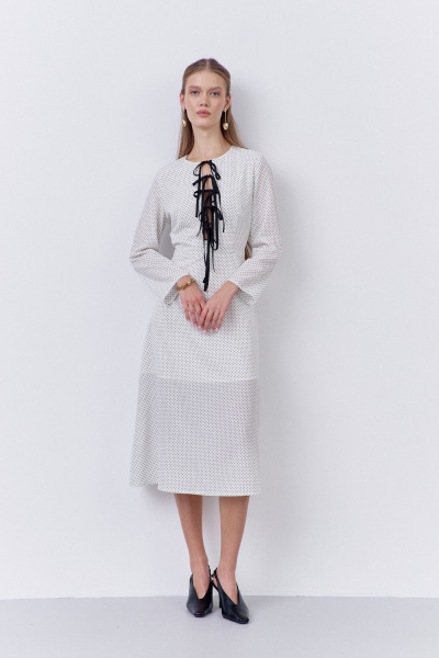 Платье FLAIM 2064 белый-горох - фото 4